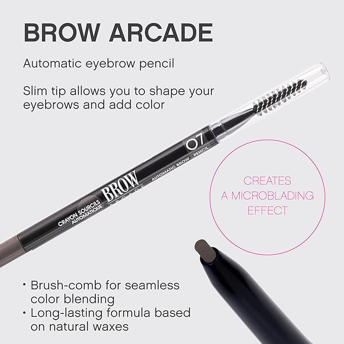 Vivienne Sabó Brow Arcade Eyebrow Pencil – Micro Definer with Brush for Cool-Toned Hair, Smudge-Proof Color and Longwear Shape Enhancement, Shade 07 Ash Brown, 0.035 oz