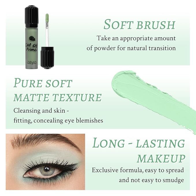 Liquid Eyeshadow, Long-Lasting Matte/Pearlescent eyeshadow, Cut Crease Eyeshadow Gel, High-Pigmented for Bold Eye Makeup, for day-to-night transitions (Mint Green, Matte)