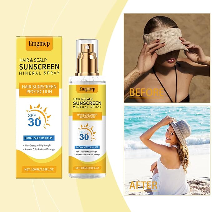 Hair & Scalp Sunscreen Spray SPF 30 | Broad Spectrum UV Blocker for Color-Treated Hair, Weightless Non-Greasy Formula with Coconut Oil, Prevents Color Fade & Dryness, Beach & Pool Essential (1)