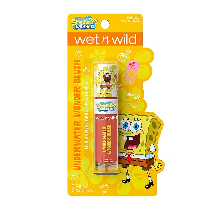 wet n wild SpongeBob Underwater Wonder Liquid Blush, Buildable Shimmery Gel Formula with Seamless Blend & Matte Finish – Perfect Square