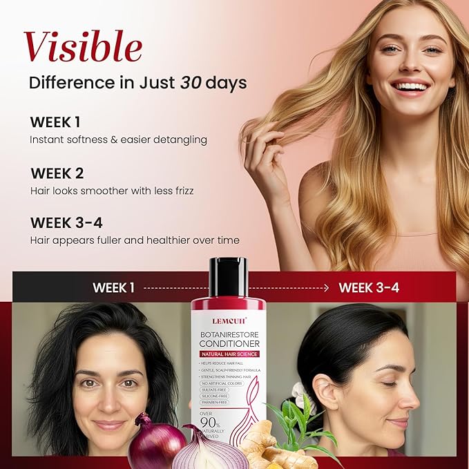 Hair Conditioner for Thinning Hair – Onion & Biotin Conditioner for Scalp Care – Strengthening & Moisturizing Formula with Caffeine, Ginger & Ginseng – Gentle Daily Use, 12.5Fl Oz