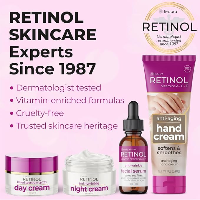LIVAURA Retinol Anti-Aging Hand Cream – The Original Brand For Younger Looking Hands –Rich, Velvety Conditions & Protects Skin, Nails & Cuticles – Vitamin A Minimizes Age’s Effect on Skin (Women's)