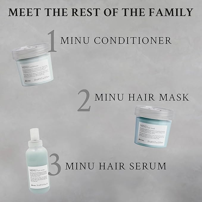Davines MINU Shampoo, Hydrating Color-Protecting Gentle Cleansing Action for Colored Hair - Preserves Cosmetic Color Vibrancy, Keeping it Bright, Shiny, and Soft with Salina Caper, 8.45 Fl Oz