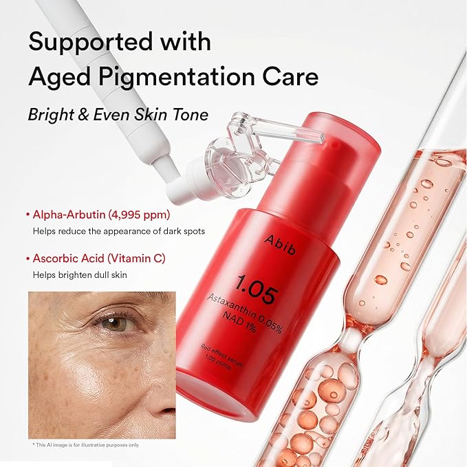 Abib Red effect serum 1.05 pump 1.01 fl oz Anti-aging Facial Skincare with Nicotinamide Mononucleotide (NMN) 1% & Astaxanthin 0.5% for 24-Hour Antioxidant & Anti-Wrinkle Support for All Skin Types