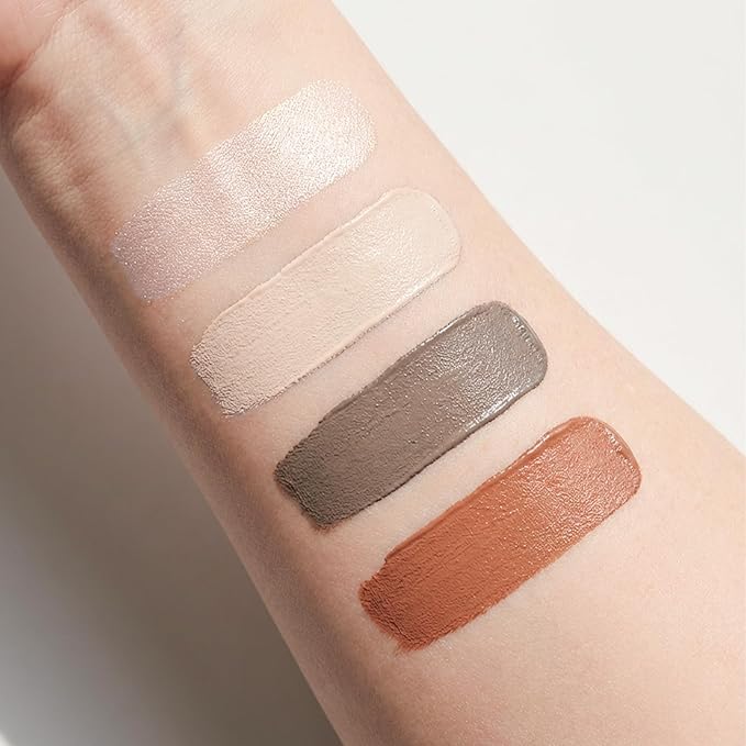Erinde 4-in-1 Stackable Contour & Highlighter Stick, Creamy Multi-Use Shading & Illuminating Pencil, Cool Tone Grey Brown & Warm Bronzer, Matte & Pearl White Highlight, Travel Makeup Crayon