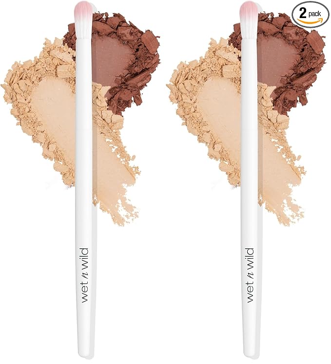 wet n wild Crease Brush,Expert Precision Eyeshadow Application,Firm Flat Bristles,Ergonomic Handle for Comfortable Precision Control,Cruelty-Free & Vegan,(Pack of 2)