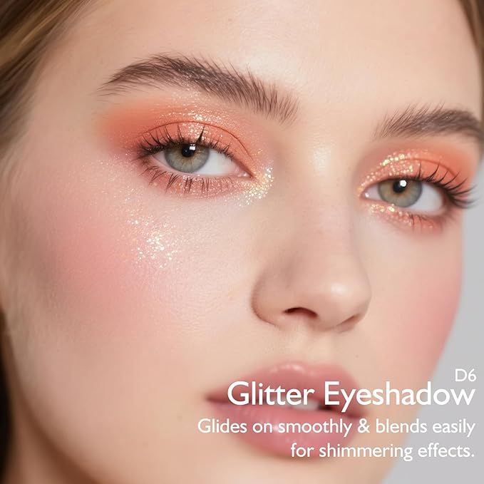 Peach Plum Shimmer Eyeshadow, Holographic Duochrome Glitter Eyeshadow Palette Color Shift Metallic Chameleon Sparkling Cream to Powder Eye Shadow Highlighter Makeup for Festival Party/Daily