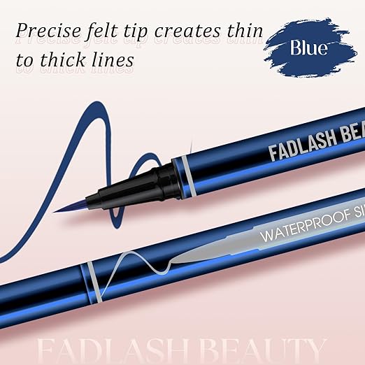 Eyeliner Liquid Eyeliner with Fine Brush for Smooth Application, Waterproof & Smudge-Proof Eye Liner, Long-Lasting Makeup, Highly Pigmented Blue Eyeliner Pencil, Cruelty-Free & Vegan, 0.6ml