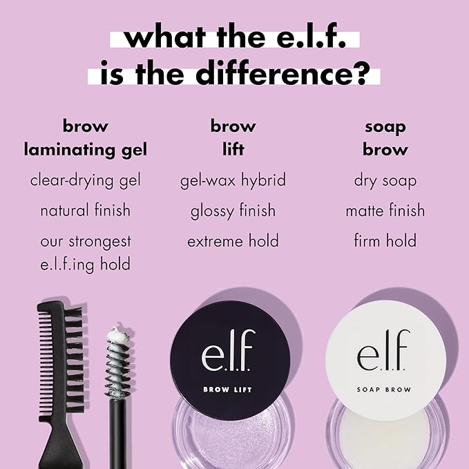 e.l.f. Brow Laminating Gel, Strong-Hold, Clear-Drying & Water-Resistant Brow Gel Creates Laminated Brows, Comb & Sculpt Brows, Vegan & Cruelty-free