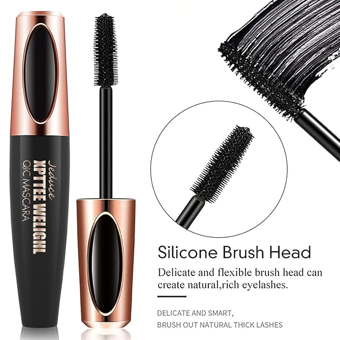 4D Silk Fiber Lash Mascara Extension - Voluminous, Waterproof & Smudge-Proof, Long-Lasting No Flaking, Natural No Clumping, All Day Exquisitely Full (1 Pack)