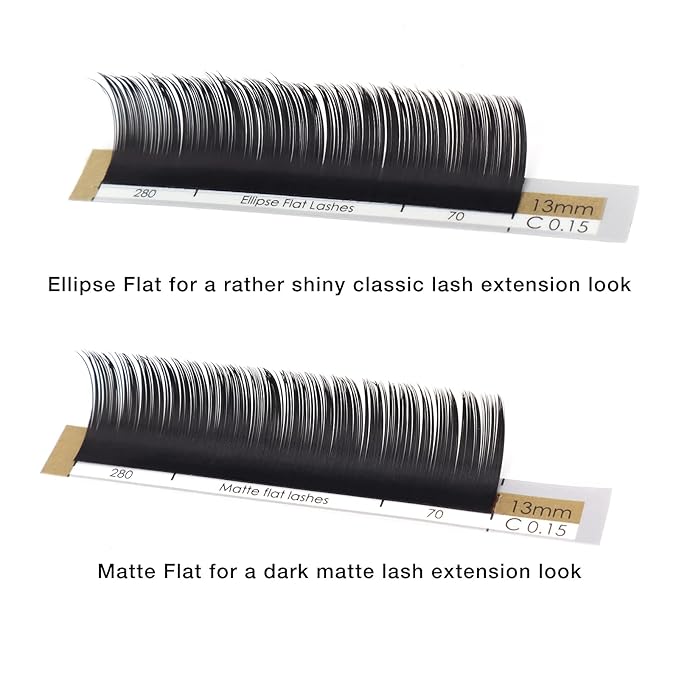 LASHVIEW False Lashes Ellipse Eyelash Extensions 0.15mm D Curl 13mm Flat Eyelash Extension Eyelashes Lashes Extension Flat Lash Extension Black Lashes Extensions Salon Use