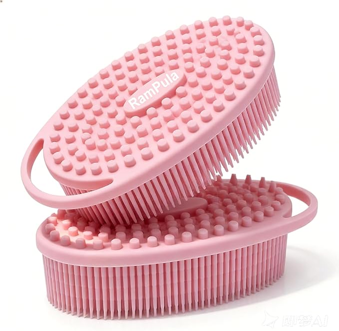 Silicone Body Scrubber – Dual-Sided Silicone Loofah for Shower, Soft Exfoliating Body Bath Shower Scrubber Loofah Brush Easy-to-Clean for Sensitive Kids Women Men All Kinds of Skin, Set of 2