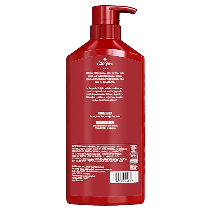 Old Spice Mens Tea Tree Shampoo, For All Hair Types, Healthier, Fuller, More Moisturized Looking Hair, 21.9 fl oz Each, Twin Pack