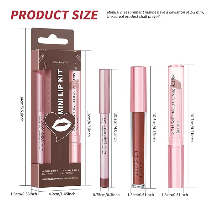 3 PCS Black Lip Combo Set - Precision Matte Lip Liner and Lipstick with High-Shine Black Lip Gloss Smooth Long-Lasting Smudge-Proof High Pigment for Gothic Cosplay Makeup