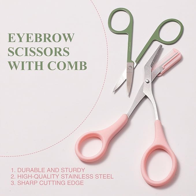 SWEET VIEW 48pcs Dermaplan Razor Kit for Women Face and Eyebrow with Brow Scissor, Facial Microblades Shaver Tool