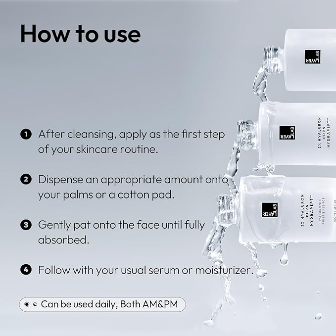 LAYERLAB Hyaluronic First Essence with PDRN & Peptides | Korean Skin Booster to Hydrate, Amplify Skincare Routine | 2% Triple Hyaluronic Acid Prep Essence for Face | 3.38 fl. oz.