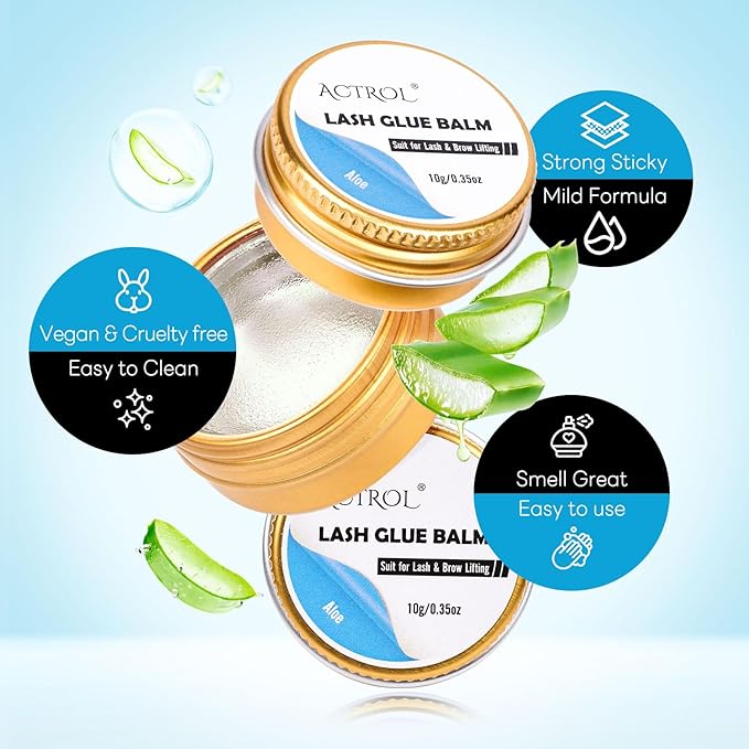 Lash Lift Glue Balm Eyelash Lifting Perm Aloe Strong Hold Lash&Brow Perm Glue Balm Brow Adhesive Powerful Sticky Brow Lamination 0.35Oz/10G