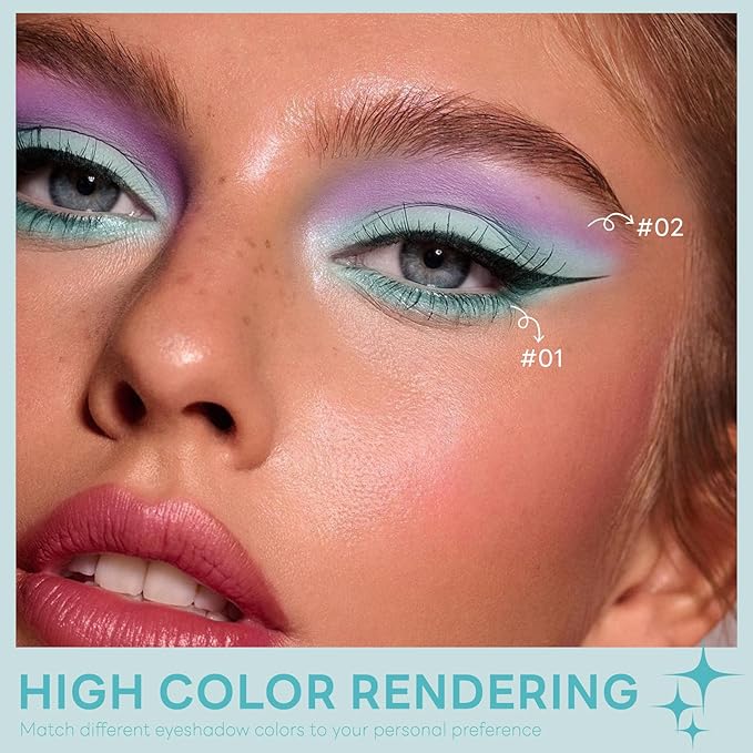 HOSAILY Light Blue Single Matte Eyeshadow, Velvet Eye Shadow Pressed Powder Primer Base Makeup, High Pigmented LongLasting Baby Blue Mint Green Eye Shadow Palette Makeup, sombras para ojos 01
