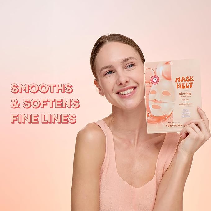 TONYMOLY Mask Melt Blurring Hydrogel Overnight Face Mask 4-Pack, Peptide Sheet Masks with Syn-Ake, Argireline & Phyto-Mucin to Smooth Fine Lines, Firm Skin & Boost Hydration