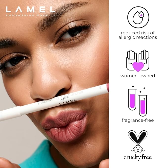 Lamel Gel Lip Liner Pencil - Chilli - 2-in-1 Waterproof Lip Liner - 8-Hour Wear, Creamy Texture, Sharpenable, High Pigment - Provides Smooth Finish or Full Coverage - N.413