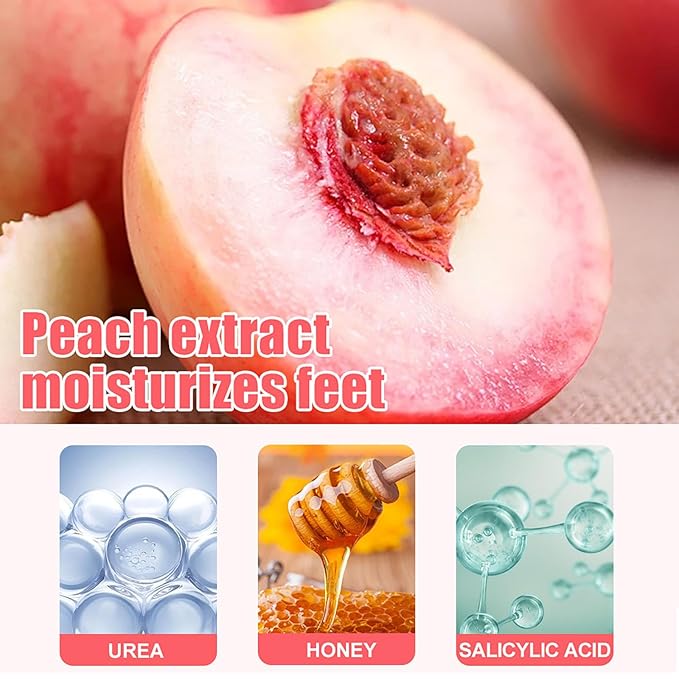 Grospe 12% Urea Hydrating and Anti-Cracking Foot Moisturizer Cream, Peach Hand and Foot Cream with Honey Hydrates and Repairs Dry Cracked Heels and Feet Women or Men 5.07oz