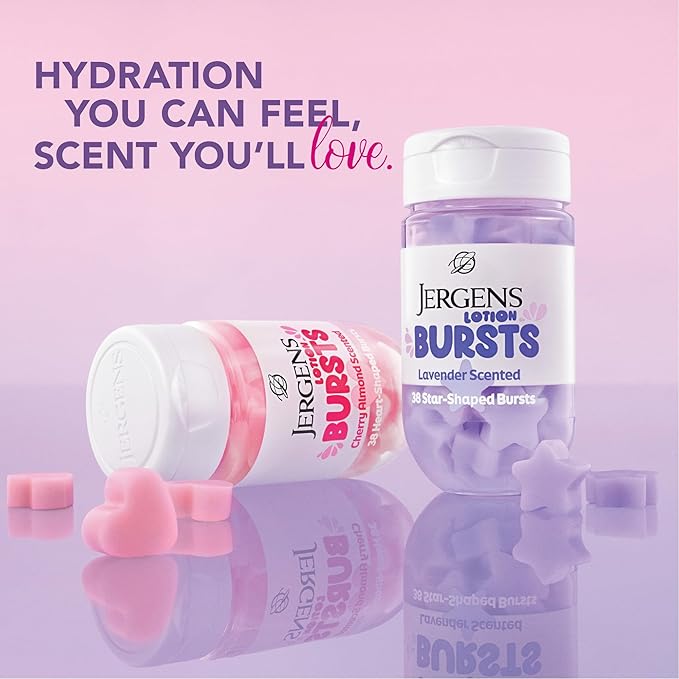 Jergens Lavender Lotion Bursts, Squishy Star-Shaped Moisturizer Bursts, 38 Ct (Pack of 12)