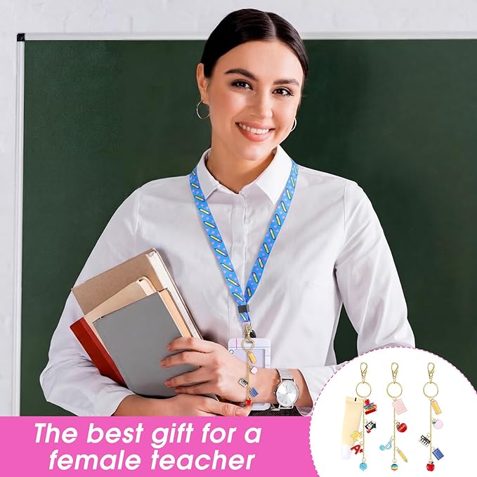 Nosiny 71 Pcs 6 Set Teacher Appreciation Gifts Charms Lip Gloss Keychain ID Badge Holder Thank You Teachers Graduation Gifts