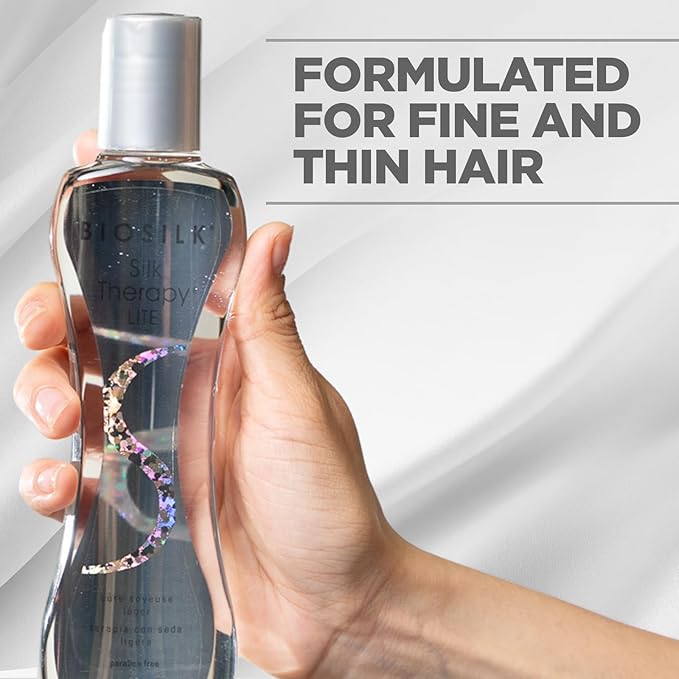 BioSilk Silk Therapy Lite, Ultra-Light Leave-In Hair Treatment for Fine & Thin Hair, Smooths, Conditions & Adds Shine, Sulfate-Free, Paraben-Free, Cruelty-Free, 2.26 Oz