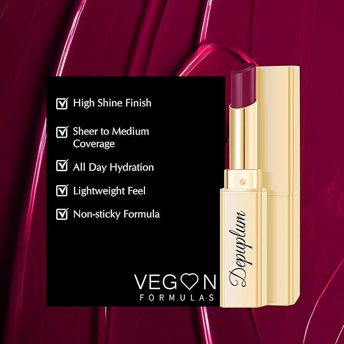 Depuplum Dark Purple Lipstick for Women Moisture Lip Gloss Tinted Lip Balm Sheer Lipsticks for Mother's Day Nourishing Hydrate Glossy Lipstick for Dry Lips,DM93 Grape Purple