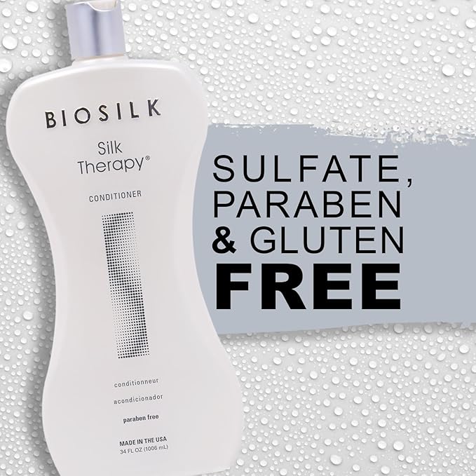 BioSilk Silk Therapy Conditioner, Moisturizes & Conditions Hair for Incredible Shine, Detangles & Provides Heat Protection, Sulfate-Free, Paraben-Free, Cruelty-Free, 34 Oz