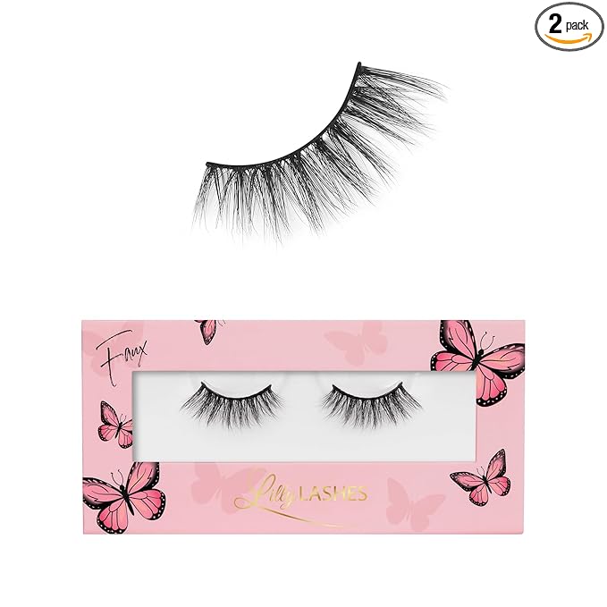 Lilly Lashes Butterfl'eyes Faux Mink Lashes, Half Lashes Natural Look & Feel, False & Reusable Eyelashes 20x, No Trimming + Easy to Apply, Round Style, Lash Glue not Included, 13mm (Dreamy)
