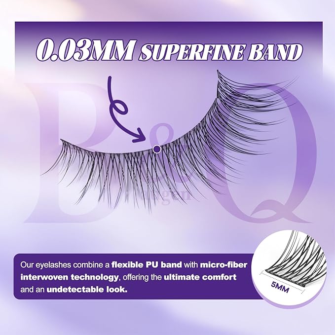 B&Q Natural Lash Clusters 02 - Cluster Eyelash Extensions, Pestañas Postizas Naturales Style Eyelashes Comfort Fit - Day-to-Night Natural Effect - Office & Date Ready For Effortless Beauty(8-16mix)
