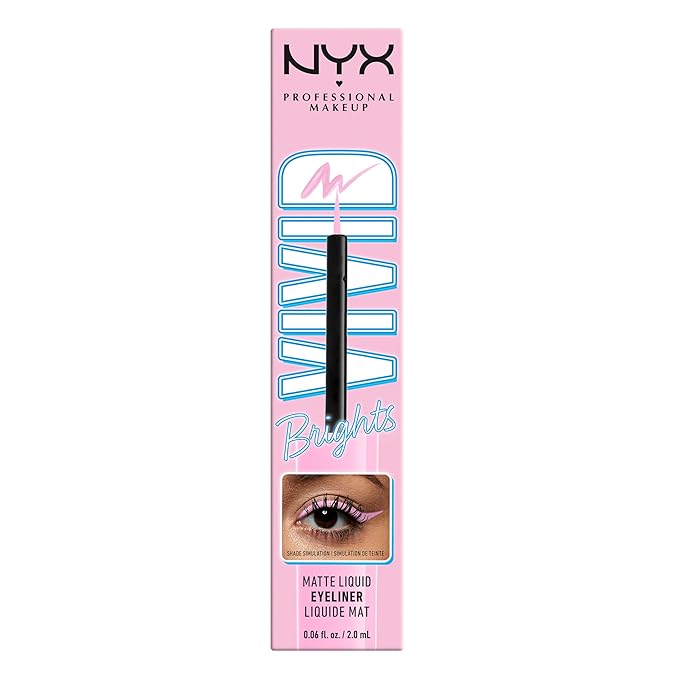 NYX PROFESSIONAL MAKEUP Vivid Brights Liquid Liner, Smear-Resistant Eyeliner with Precise Tip - Sneaky Pink (Pack of 2)