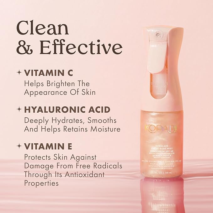 Kopari Rose Gold Sunglaze Sheer Body Mist Sunscreen SPF 42 & Sun Shield On-The-Glow Sheer Sunscreen Stick SPF 40