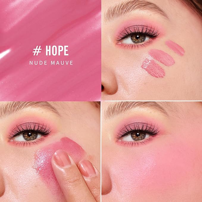 KIMUSE Liquid Blush, Long-Wearing Pigmented Soft Cream Face Blush, Waterproof, Smudge Proof, Dewy Finish