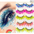 Sunniess Luminous Glitter Lashes,3D Dramatic Eyelashes with Sequins,25mm Decorative Sparkle Lashes for Halloween Christmas Cosplay Party Stage Makeup False Eyelashes