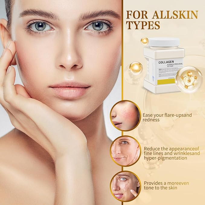 Jelly Mask Powder for Facials Professional - Collagen Firming & Moisturizing Face Mask Skin Care, Anti-Aging Fades Acne Marks Hydrojelly Mask, Peel Off Jelly Masks for DIY Spa 23 Fl Oz