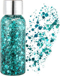 Mermaid Sequins Chunky Glitter Liquid Eyeshadow Glitter Body Gel Festival Glitter Cosmetic Face Hair Nails Makeup Long Lasting Sparkling 30g (#04 Green)