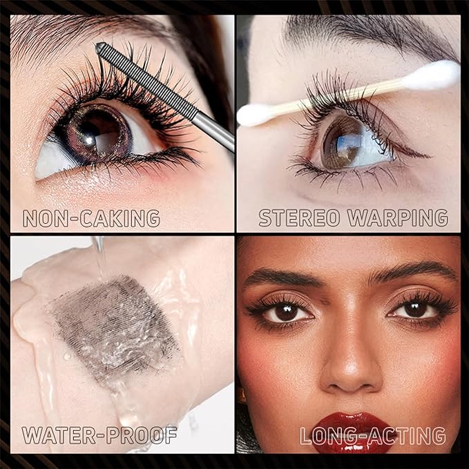 Iron Wand Mascara,New Metal Curl Waterproof Mascara, Tubular Eyelash Primer Waterproof Long Curling, Brushless Mascaras for Natural and Non-smudged Eyelash,Black (Pack of 1)