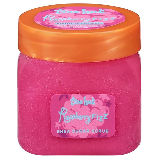 Tree Hut Mini Raspberry Fizz Shea Sugar Scrub, Exfoliating & Hydrating Body Scrub with Shea Butter & Essential Oils, Smooth Skin, For All Skin Types, Vegan, Travel Size, 3.4 oz