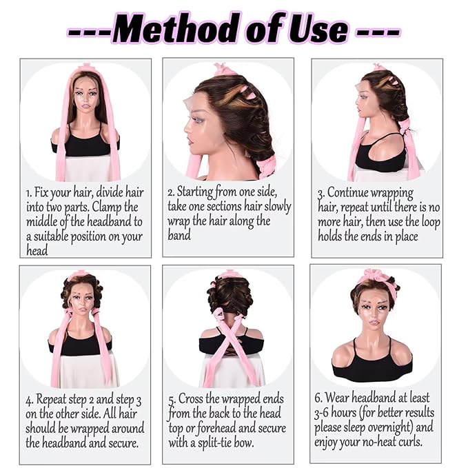 Heatless Curling Rod Headband For Long Hair Overnight Curlers to Sleep In 61" Hair Rollers Soft Cotton Velour Hair Rollers For Women Girls-Black