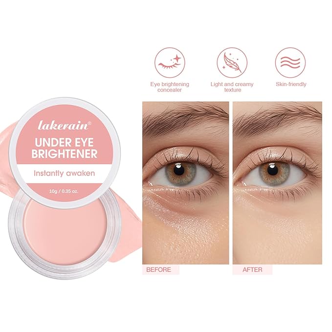 Under Eye Brightener & Concealer - Hydrating Color Corrector for Dark Circles, Lightweight Undereye Brightening Cream with Hyaluronic Acid & Shea Butter, Smooth & Blendable (Light Rose, 1)