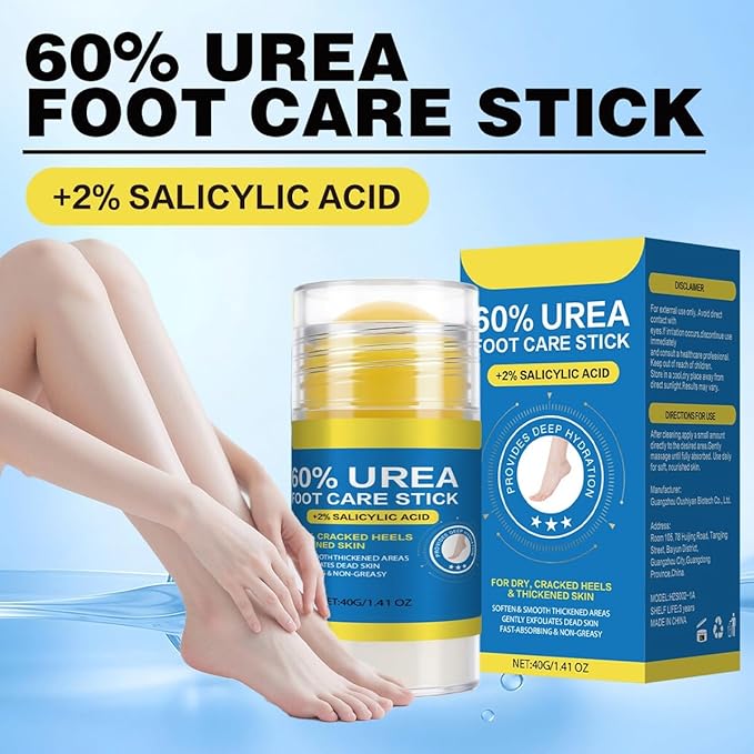 60% Urea with 2% Salicylic Acid Urea Foot Care Stick, Foot Cream Moisturizer for Dry Cracked Feet, Knees, Elbows, Hands,Moisturizes and Hydrates the Dry Skin,Callus Remover & Skin Softener 1.41oz
