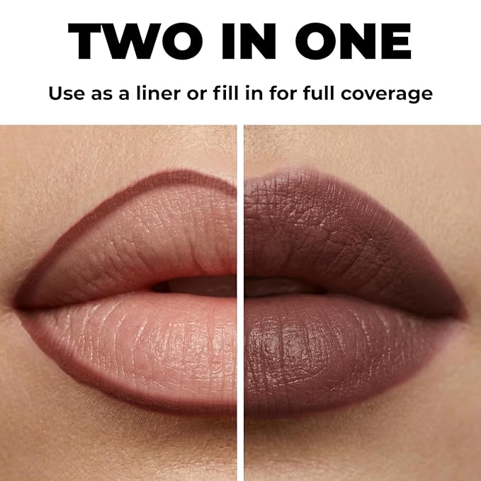 Lamel Gel Lip Liner Pencil - Intense Brown - 2-in-1 Waterproof Lip Liner - 8-Hour Wear, Creamy Texture, Sharpenable, High Pigment - Provides Smooth Finish or Full Coverage - N.414