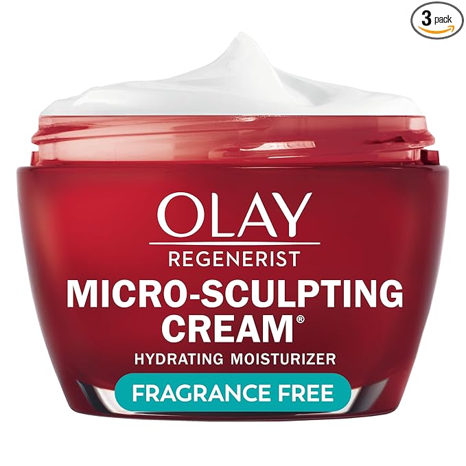 Olay Face Moisturizer, Regenerist Micro-Sculpting Cream for Women, Fragrance-Free Hydrating Anti-Aging, Anti-Wrinkle, Firming Skin Care Hyaluronic Acid, Niacinamide, Amino Peptides, 1.7 Oz (Pack of 3)