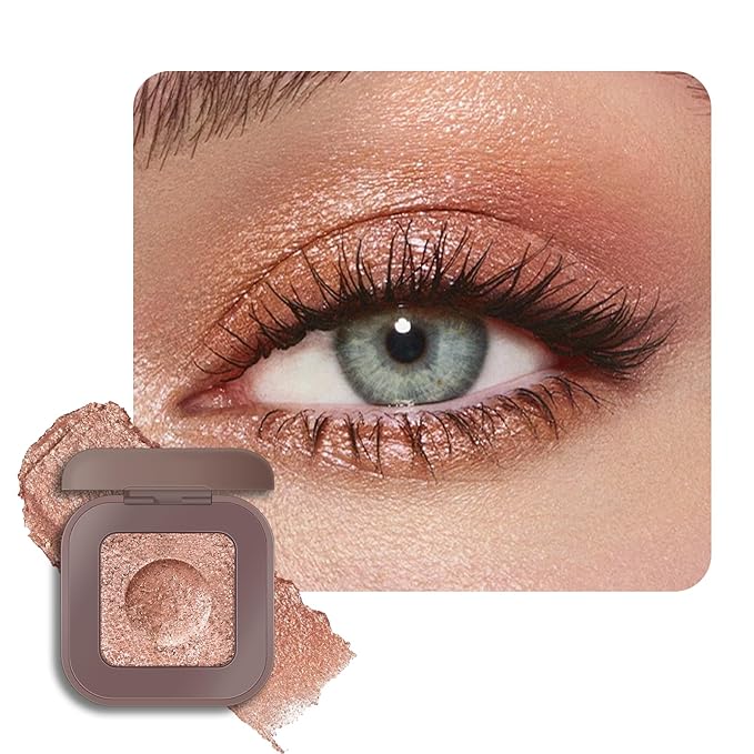 KYDA Chameleon Metallic Eyeshadow, Chrome Shimmer Eye Shadow Makeup, Smooth Pressed Powder Palette with Mirror, High Pigment Soft Eyeshadow, Lasting Glitter Eye Look, 01Champagne