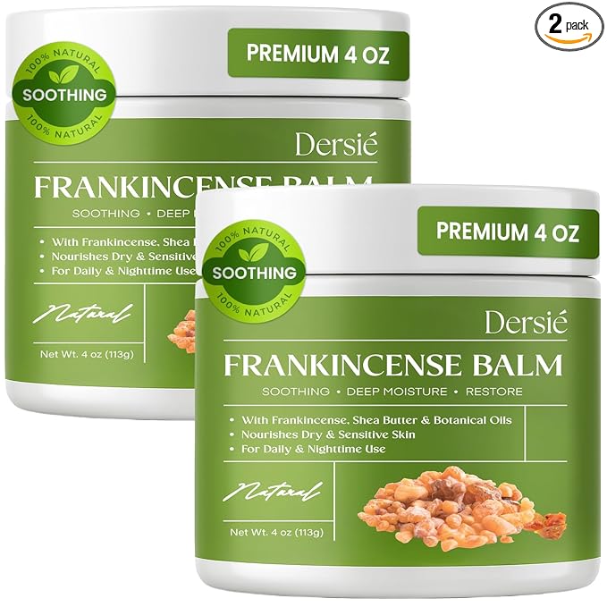(Pack of 2) Dersie Frankincense Balm, Total 8 oz | Soothes Muscles & Joints, Supports Skin Renewal & Nourishment – All Natural Balm for Muscle, Joint & Foot Discomfort, Infused with Frankincense Oil