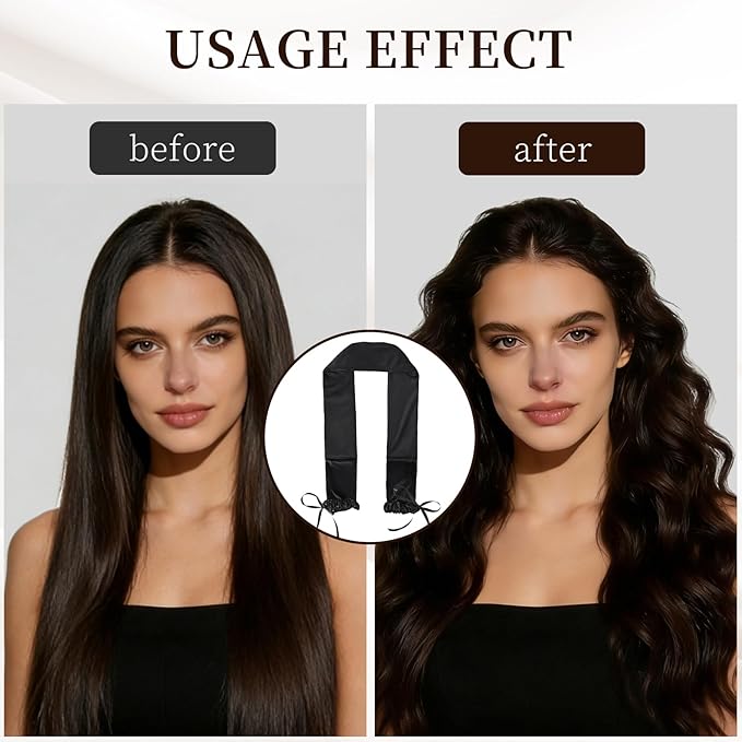 Sleepie tie, Heatless Curling Scrunchie Overnight Blowout, Sleep Hair Tie, Heatless Hair Curler Damage-Free, for Sleeping Soft Rollers for Overnight No-Heat Curls Long Hair To Sleep(Brown)