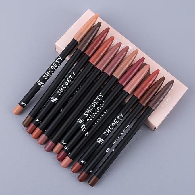 SHCOETY 24 Pcs Matte Lip Liner Set, 2 Packs Waterproof Longwear Lip Pencils, High Pigmented Smooth Lip Makeup (SH012X + SH012NX)
