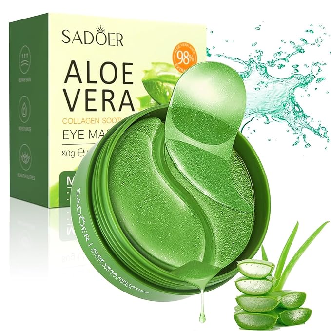 Aero Zen Aloe Vera Eye Mask- 60 PCS Aloe Vera Under Eye Patches-Under Eye Patches for Dark Circles,Eye Puffiness & Dark Circles Treatment,Reduces Wrinkles & Fine Lines,Improves & Firms Eye Skin
